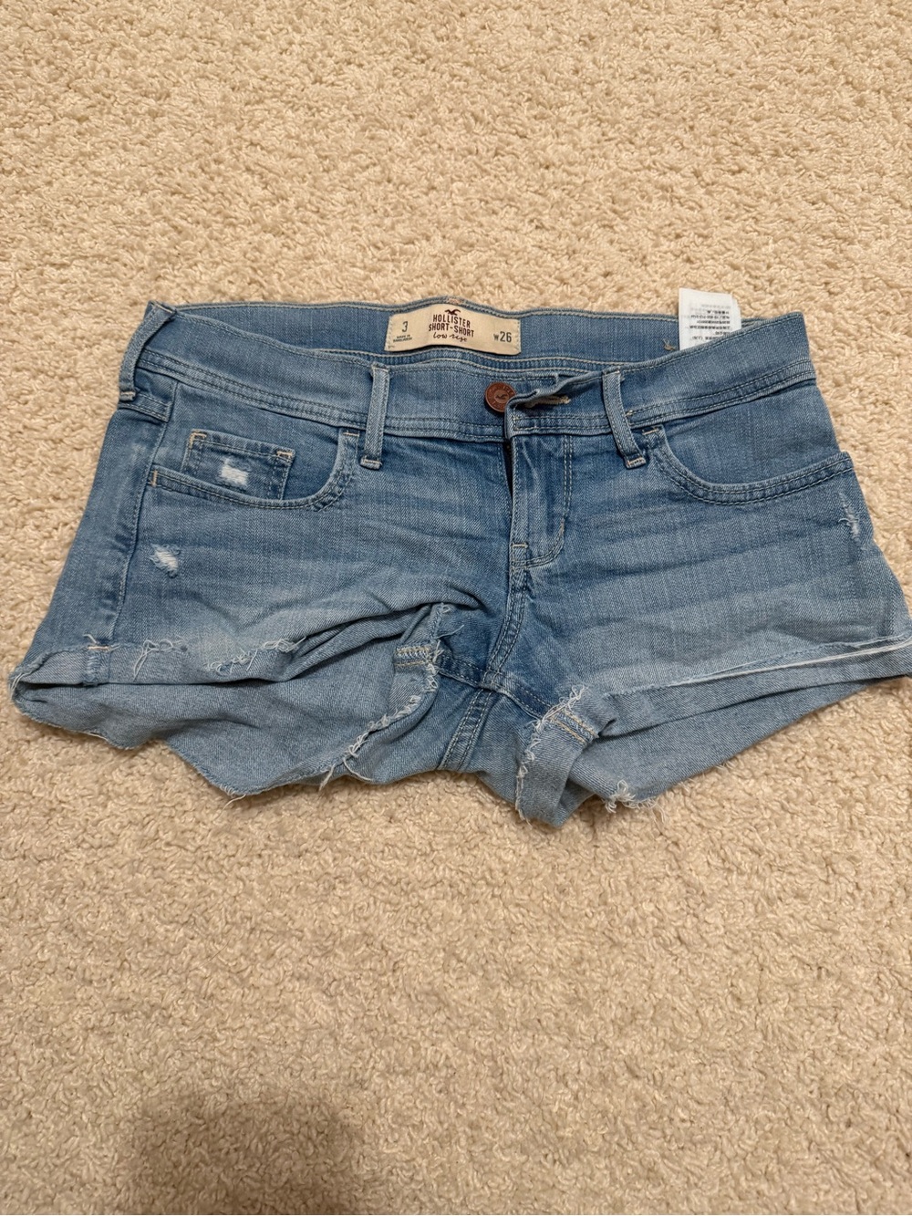Hollister Light Blue Distressed Denim Shorts